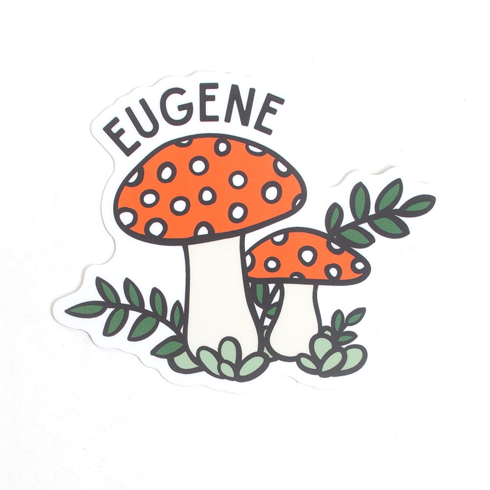 Stickers Northwest, 3", Sticker, Mushroom with Eugene